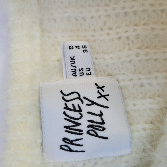 Princess Polly The Henrik Cropped Sweater Long Sleeve White Women's Sz 4 - Picture 15 of 15